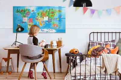 Tablă magnetică cu ștergere uscată cu hartă din desene animate