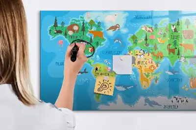 Tablă magnetică cu ștergere uscată cu hartă din desene animate
