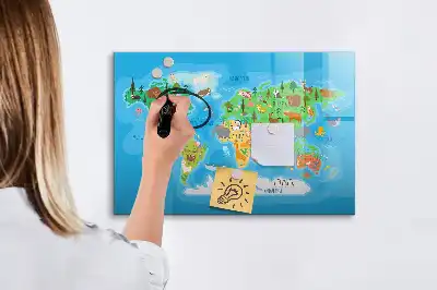 Tablă magnetică cu ștergere uscată cu hartă din desene animate