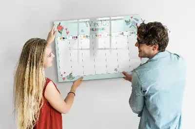 Tablă magnetică cu ștergere uscată planificator săptămânal