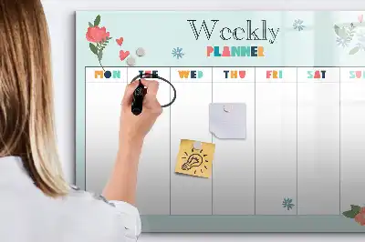 Tablă magnetică cu ștergere uscată planificator săptămânal