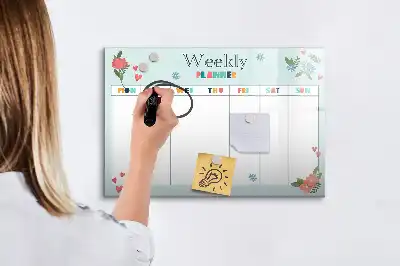Tablă magnetică cu ștergere uscată planificator săptămânal