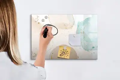 Tablă magnetică cu ștergere uscată model cu pete de acuarelă
