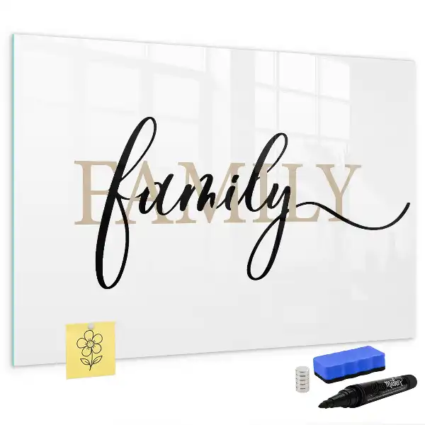 Tablă magnetică cu ștergere uscată cu model text familie