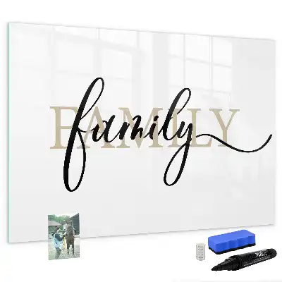 Tablă magnetică cu ștergere uscată cu model text familie