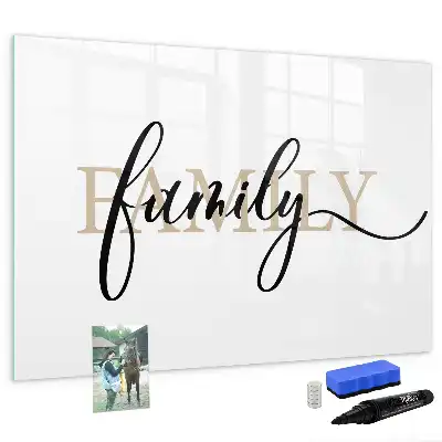 Tablă magnetică cu ștergere uscată cu model text familie
