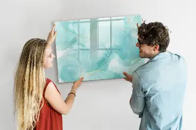 Tablă magnetică cu ștergere uscată cu model de abstracție de marmură