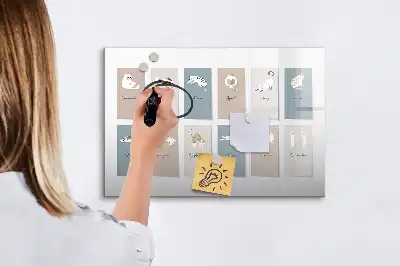 Tablă magnetică cu ștergere uscată cu model de pisici