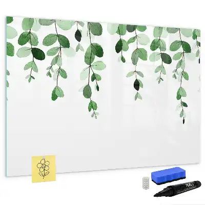 Tablă magnetică cu ștergere uscată cu model de frunze de plante