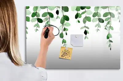 Tablă magnetică cu ștergere uscată cu model de frunze de plante