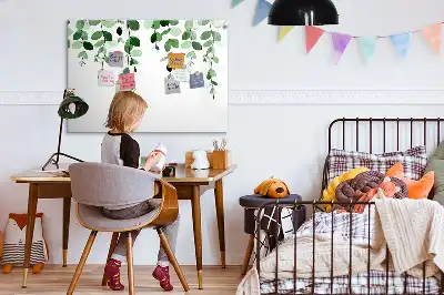Tablă magnetică cu ștergere uscată cu model de frunze de plante
