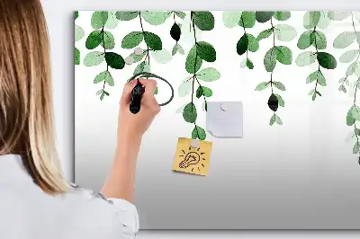 Tablă magnetică cu ștergere uscată cu model de frunze de plante