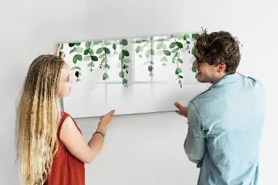 Tablă magnetică cu ștergere uscată cu model de frunze de plante