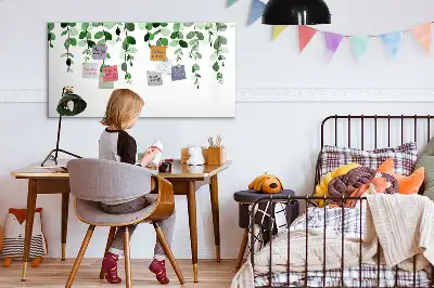 Tablă magnetică cu ștergere uscată cu model de frunze de plante