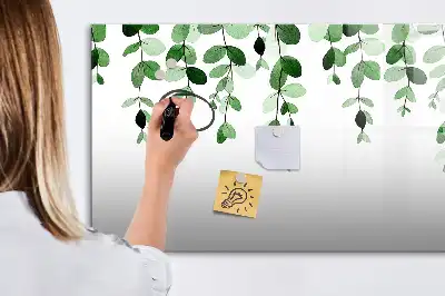 Tablă magnetică cu ștergere uscată cu model de frunze de plante