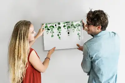 Tablă magnetică cu ștergere uscată cu model de frunze de plante