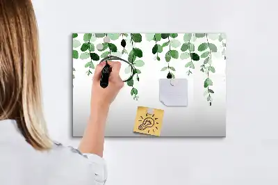 Tablă magnetică cu ștergere uscată cu model de frunze de plante