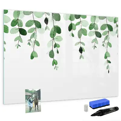 Tablă magnetică cu ștergere uscată cu model de frunze de plante