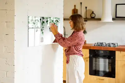 Tablă magnetică cu ștergere uscată cu model de frunze de plante