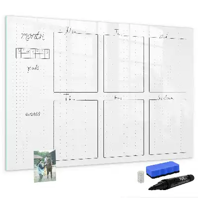 Tablă magnetică cu ștergere uscată pentru planificarea săptămânală