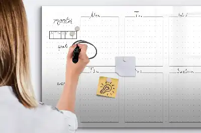 Tablă magnetică cu ștergere uscată pentru planificarea săptămânală