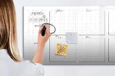 Tablă magnetică cu ștergere uscată pentru planificarea săptămânală