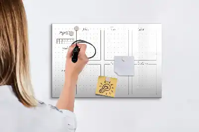 Tablă magnetică cu ștergere uscată pentru planificarea săptămânală