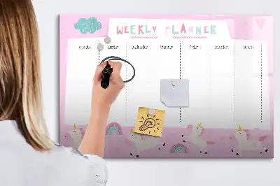 Tablă magnetică cu ștergere uscată planificator săptămânal pentru copii