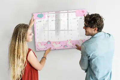 Tablă magnetică cu ștergere uscată planificator săptămânal pentru copii