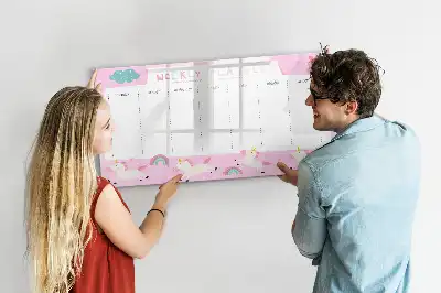 Tablă magnetică cu ștergere uscată planificator săptămânal pentru copii