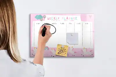 Tablă magnetică cu ștergere uscată planificator săptămânal pentru copii