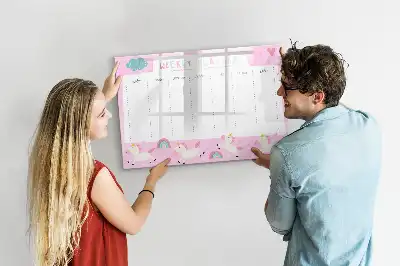 Tablă magnetică cu ștergere uscată planificator săptămânal pentru copii