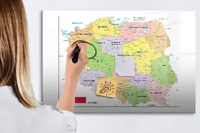 Tablă magnetică pentru scris cu carioca cu harta Poloniei
