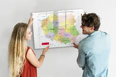 Tablă magnetică pentru scris cu carioca cu harta Poloniei