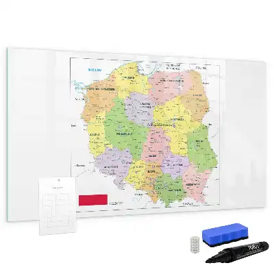 Tablă magnetică pentru scris cu carioca cu harta Poloniei