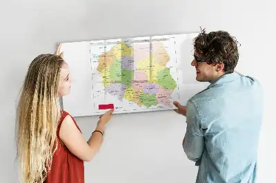 Tablă magnetică pentru scris cu carioca cu harta Poloniei