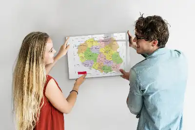 Tablă magnetică pentru scris cu carioca cu harta Poloniei