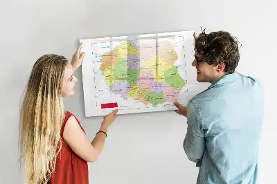 Tablă magnetică pentru scris cu carioca cu harta Poloniei