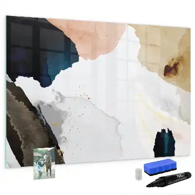Tablă magnetică cu ștergere uscată cu model abstracție de pete