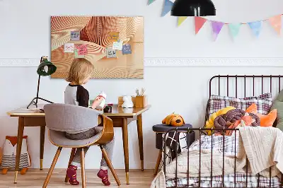 Tablă magnetică cu ștergere uscată cu model abstract de valuri