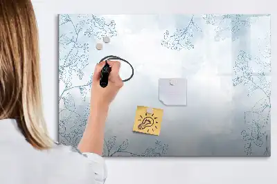 Tablă magnetică cu ștergere uscată cu model schiță de plante