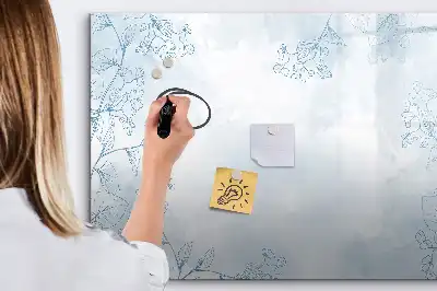 Tablă magnetică cu ștergere uscată cu model schiță de plante