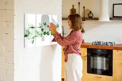 Tablă magnetică cu ștergere uscată cu model ramuri de plante