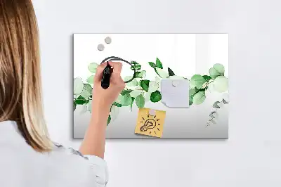 Tablă magnetică cu ștergere uscată cu model ramuri de plante