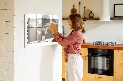 Tablă magnetică cu ștergere uscată cu design harta maro a lumii