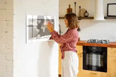 Tablă magnetică cu ștergere uscată cu design harta maro a lumii
