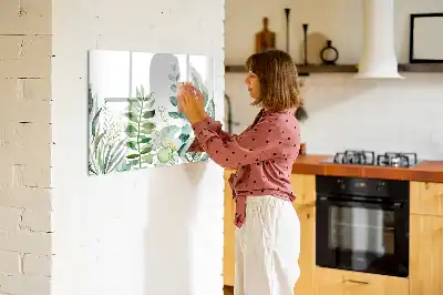 Tablă magnetică cu ștergere uscată cu model frunze în acuarelă