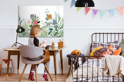 Tablă magnetică cu ștergere uscată cu model frunze în acuarelă