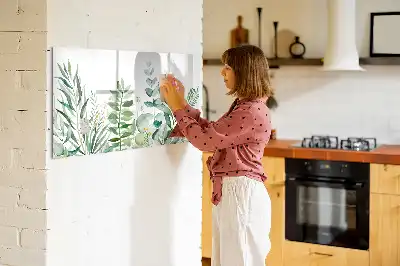 Tablă magnetică cu ștergere uscată cu model frunze în acuarelă