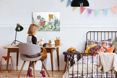 Tablă magnetică cu ștergere uscată cu model frunze în acuarelă